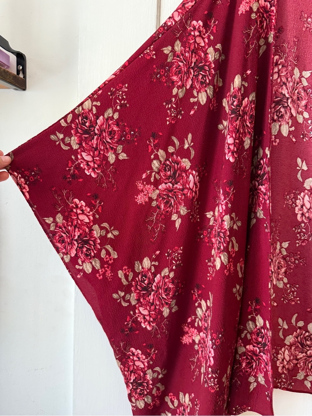 Moa Moa size XL Floral Kimono Cardigan in Burgundy - Picture 3 of 7